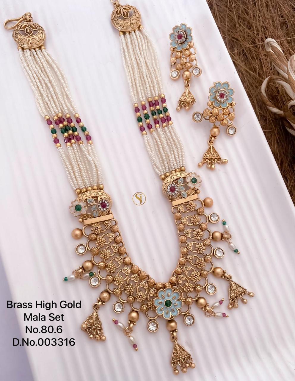 4 Brass High Gold Mala Set Bridal Jewellery Wholesale Price In Surat
